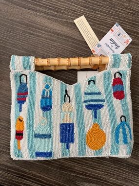 Brand new Viral Beaded Bamboo Handle Boat Buoy Bag Purse